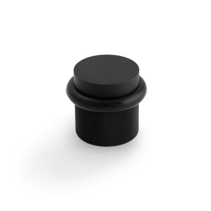 Valli 38 x 35mm - Floor Mounted Knurled Doorstop - Concealed Fix - Matt Black PVD
