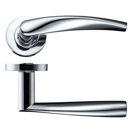 Zoo Hardware Vesta lever on round rose - Polished Chrome