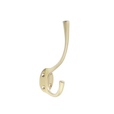 Jedo Solid Brass Hat & Coat Hook 142mm Satin Brass - By Frelan Hardware - JV60SB