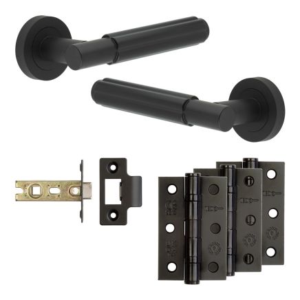 Complete Bloom Door Handle Pack - Internal Doors - Matt Black - 64mm / 3-inch Hinges - JE-B2B-MB