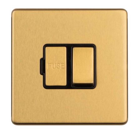 Eurolite Concealed 3mm 13Amp Switched Fuse Spur Satin Brass