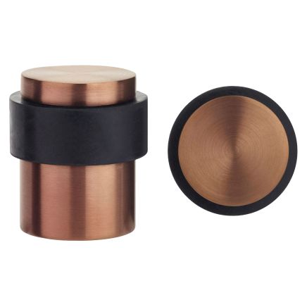 Zoo Hardware Door Stop Floor Mounted - Round Collared Flat Top 35mm dia - PVD Bronze