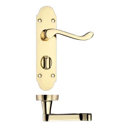 Zoo Hardware Project Oxford lever on bathroom backplate - 168mm x 42mm - Electro Brass