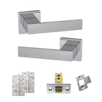 Senza Pari Panetti Door Handle Pack (Latch Set - 2.5" CE Latch, 4" Slim Knuckle Hinges x2) - Polished Chrome