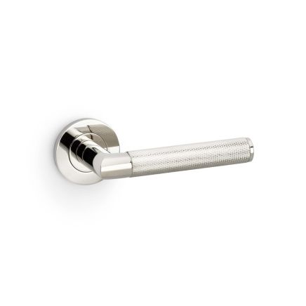 Alexander & Wilks - Harrier Knurled Lever on Round Rose - Polished Nickel