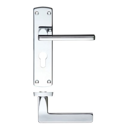 Zoo Hardware Leon lever on euro backplate - Polished Chrome