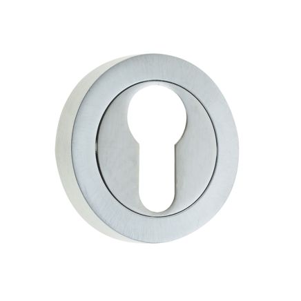 Jedo Designer Euro Profile Escutcheons on 50mm Round Rose Satin Chrome - By Frelan Hardware - JV503ESC