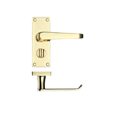 Zoo Hardware Project Victorian flat lever on privacy backplate - 114 x 40mm - Electro Brass