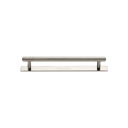Heritage Brass Cabinet Pull Knurled Design with Plate 96mm CTC Polished Nickel Finish