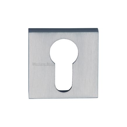 Heritage Brass Euro Profile Cylinder Escutcheon Satin Chrome finish