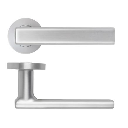 Zoo Hardware Frigo Lever On Round Rose - Satin Chrome
