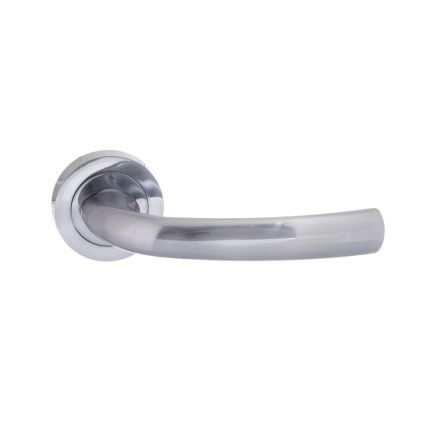 STATUS Nevada Lever Door Handle on Round Rose - Satin Chrome (Pair)