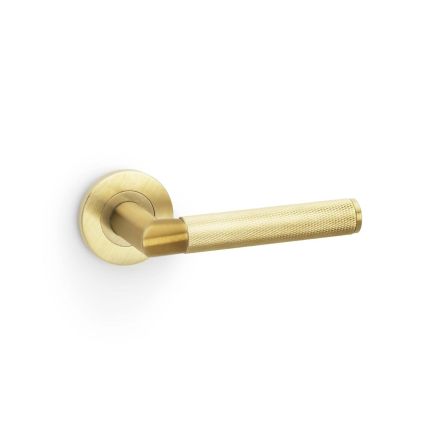 Alexander & Wilks - Harrier Knurled Lever on Round Rose - Satin Brass PVD