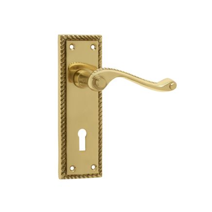Georgian Suite Door Handle on Lockplate Polished Brass - By Frelan Hardware - JG1PB