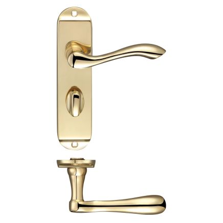 Zoo Hardware Arundel Lever Bathroom (57mm c/c) Furniture - Short Plate - Brass