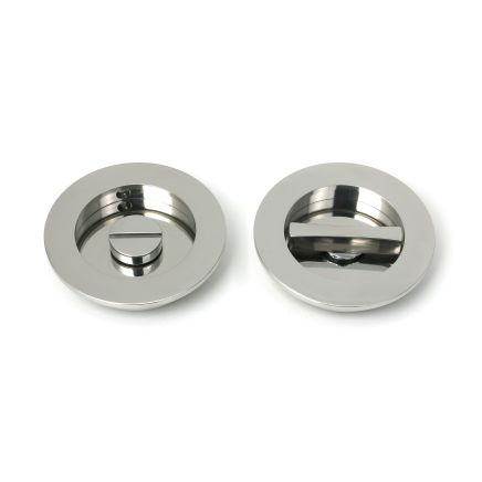 Polished Marine SS (316) 75mm Plain Round Pull - Privacy Set