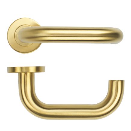 Zoo Hardware 22mm Tubular Return to Door Lever on Round Rose 52mm x 8mm Push-on Rose - BS EN 1906 Grade 3 - Grade 201 - PVDSB