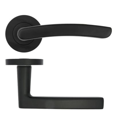 Zoo Hardware Santiago lever on rose - Matt Black