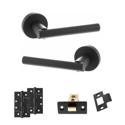 STATUS Nebraska Door Handle Pack (Latch Set - 2.5" CE Latch, 4" Slim Knuckle Hinges x2) - Matt Black