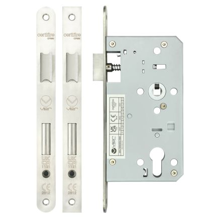 Zoo Hardware Din euro sashlock - 72mm c/c - backset 60mm - radius - Satin Stainless