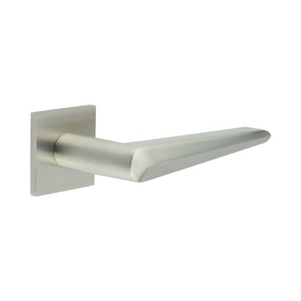 CR-107 Satin Stainless Steel  Sprung Square Rose Door Handle - By Frelan Hardware - CR-107B1SSS
