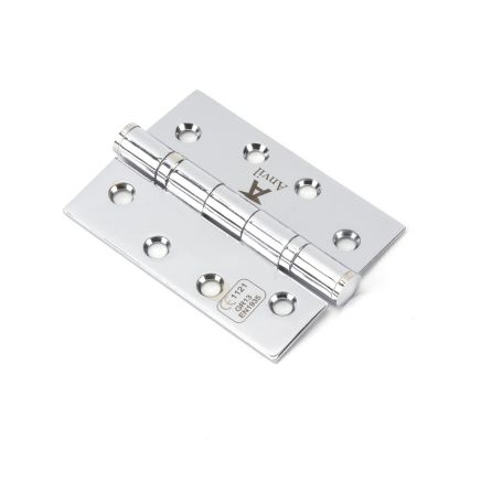 Polished Chrome 4" Ball Bearing Butt Hinge (pair) ss