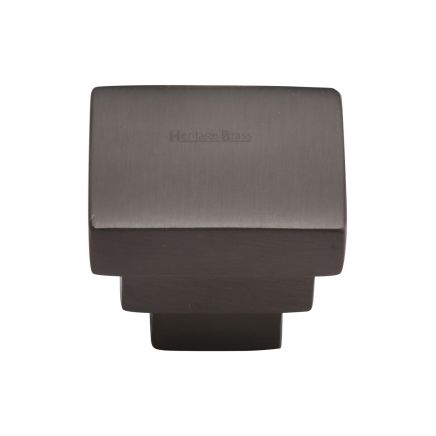Heritage Brass Cabinet Knob Square Stepped Design 32mm Matt Bronze finish