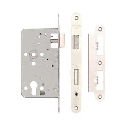 Jedo 72mm Din Escape Locks 60mm backset Radiused Satin Stainless Steel - By Frelan Hardware - JL-DE60RSSS
