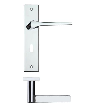 Zoo Hardware Draco Lever Lock (57mm c/c) On Backplate - 190x42mm - Polished Chrome