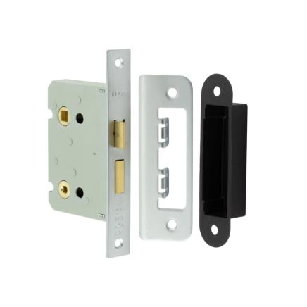 Jedo Kontrax Bathroom locks with Square Forend & Radiused Strike Plate 76mm Satin Nickel - By Frelan Hardware - JL460SN