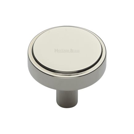 Heritage Brass Cabinet Knob Stepped Disc Design 32mm Polished Nickel finish