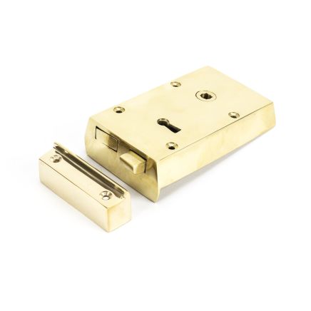 Polished Brass Right Hand Rim Lock - Small