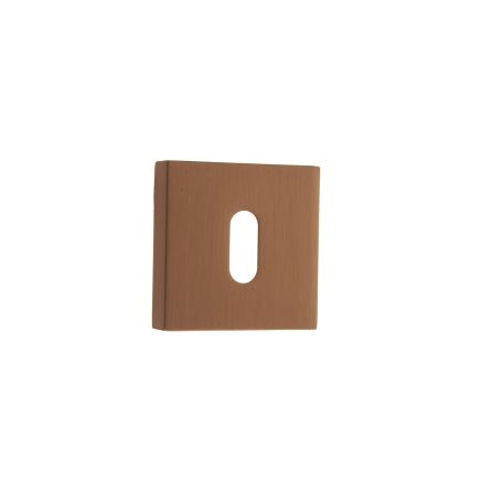 Forme Key Escutcheons on Minimal Square Rose - Urban Satin Copper