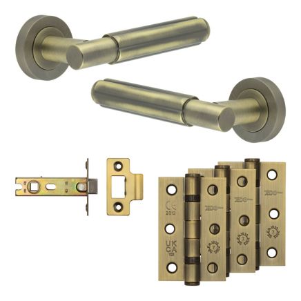 Complete Bloom Door Handle Pack - Internal Doors - Antique Brass - By Frelan Hardware - JE-B3B-AB