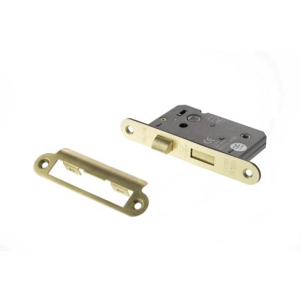 Atlantic Radius Corner Bathroom Lock [CE] 3" - Satin Brass