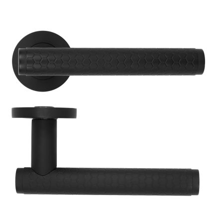 Zoo Hardware Favo Lever On Round Rose - Oscuro Matt Black