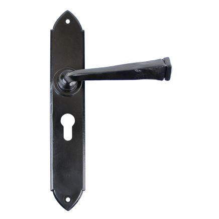 Black Gothic Lever Euro Lock Set