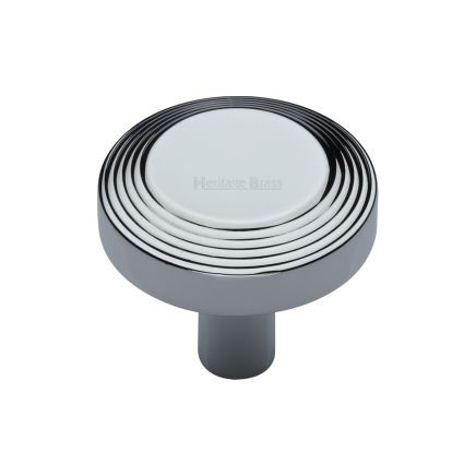 Heritage Brass Cabinet Knob Ridge Design 32mm Polished Chrome finishUK Registered Design Number 6194410