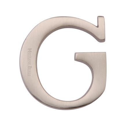 Heritage Brass Alphabet G Pin Fix 51mm (2") Satin Nickel Finish
