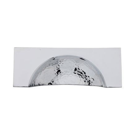 Heritage Brass Drawer Cup Pull Hampshire Hammered Design 57mm CTC Polished Chrome Finish