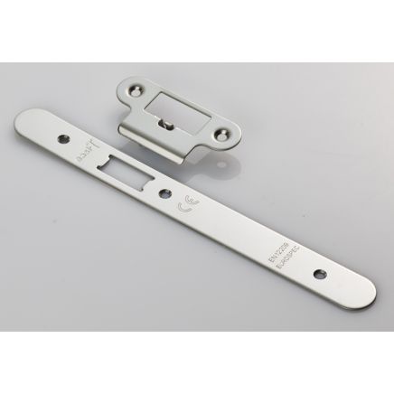 Forend Strike & Fixing Pack To Suit Din Latch-Bright Stainless Steel-Radius Forend - Bright Stainless Steel