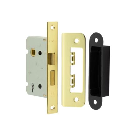 Jedo Kontrax 2 Lever Sashlocks with Square Forend & Radiused Strike Plate 65mm Electro Brassed - By Frelan Hardware - JL470EB