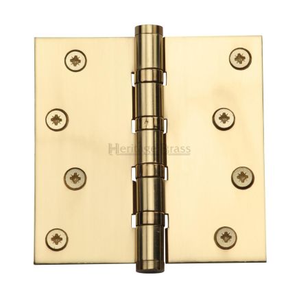 Heritage Brass Hinge Brass with Ball Bearing 4" x 4" Polished Brass finish