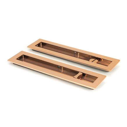 Polished Bronze 250mm Plain Rectangular Pull - Privacy Set