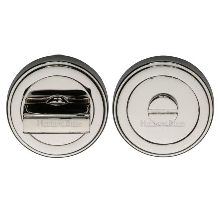 Heritage Brass Round Turn & Release Cylinder Escutcheon with stepped edge Polished Nickel finish