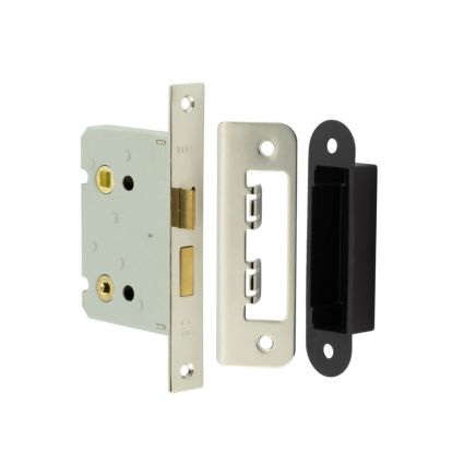 Jedo Kontrax Bathroom locks with Square Forend & Radiused Strike Plate 76mm Nickel Plate - By Frelan Hardware - JL460NP