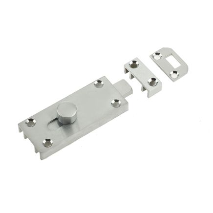 Jedo Bathroom Slide Bolts 63x25mm Satin Chrome - By Frelan Hardware - J1414SC