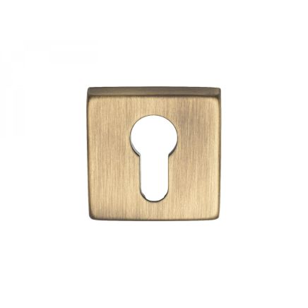 Square Euro Profile Escutcheon - Antique Brass