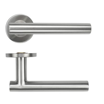 Zoo Hardware 19mm Straight T-Bar Lever on Round Rose 53mm x 6mm Push-on Rose - BS EN 1906 Grade 3 - Grade 201 - SS