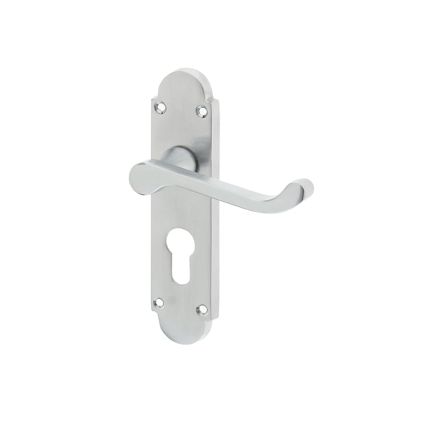 Epsom Suite Door Handle on Euro Profile Lockplate Satin Chrome - By Frelan Hardware - JV250ESC